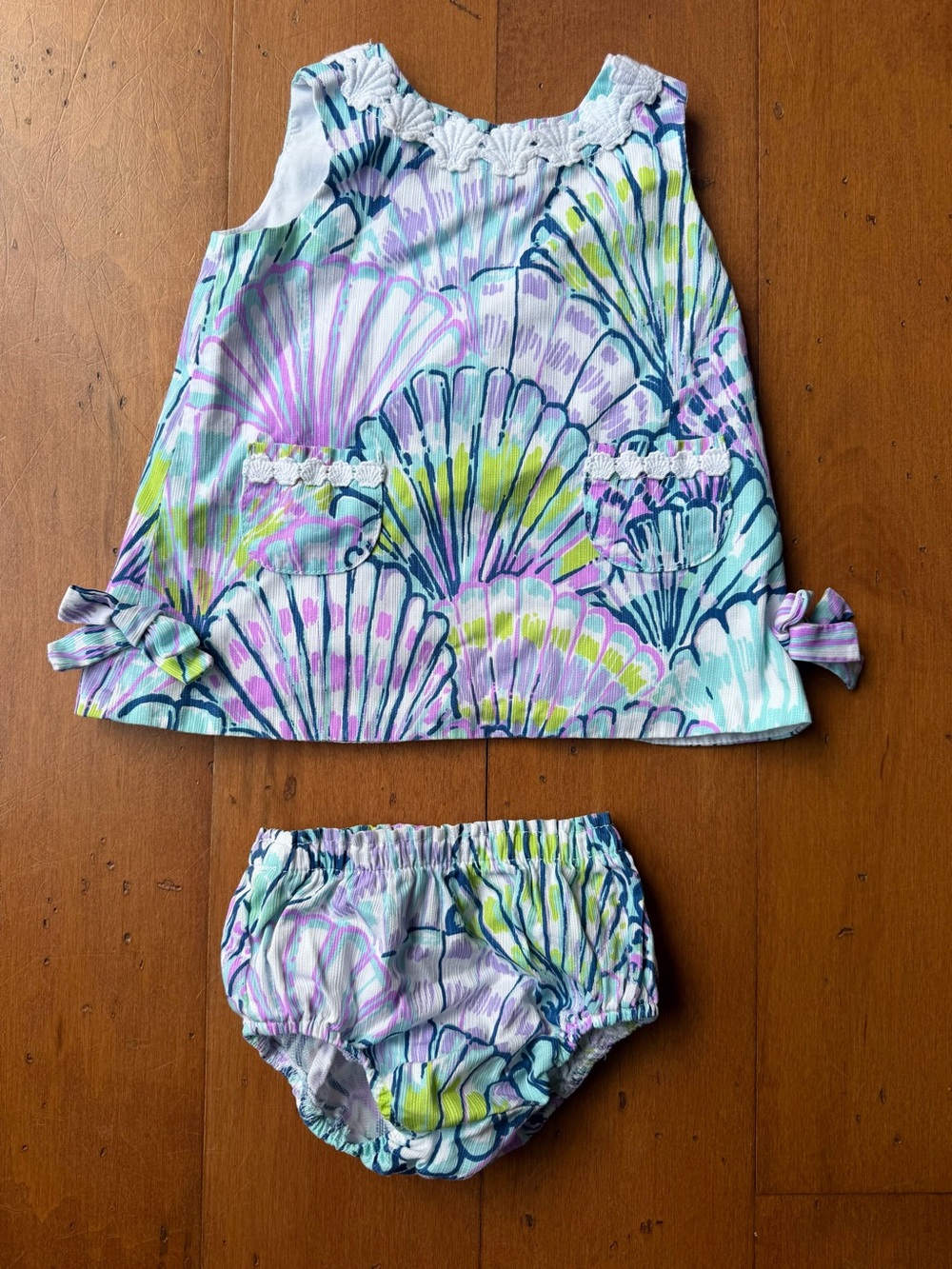 Lilly Pulitzer Shell Print Diaper Cover Set - Aqua, Lavender & Lime